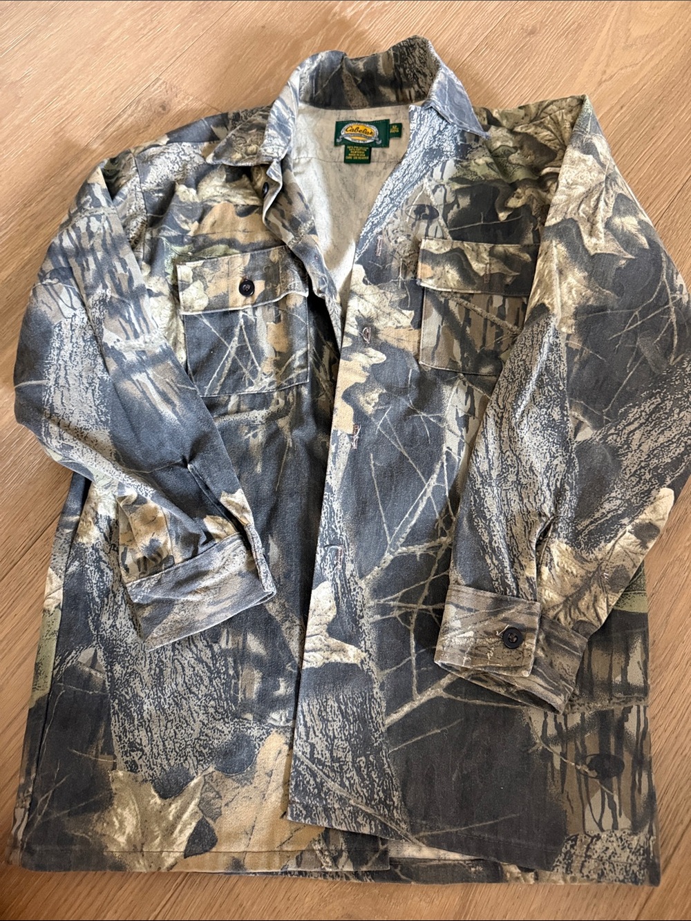 Cabelas boys Camouflage Field Jacket/shirt - Green, Tan, Gray